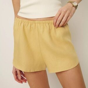 Reformation Tillie Yellow Linen Shorts NWT